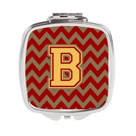 Carolines Treasures Letter B Chevron Garnet and Gold Compact Mirror CJ1048-BSCM